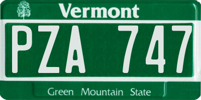 VT license plate PZA747