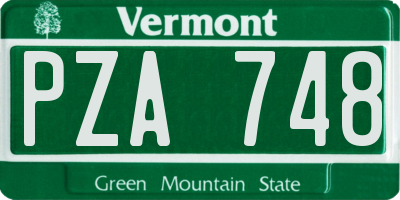 VT license plate PZA748