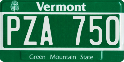 VT license plate PZA750