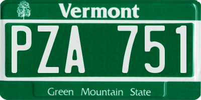 VT license plate PZA751