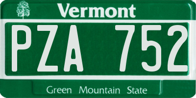 VT license plate PZA752