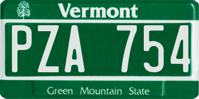 VT license plate PZA754