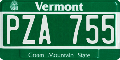 VT license plate PZA755