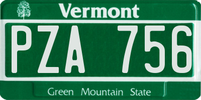 VT license plate PZA756