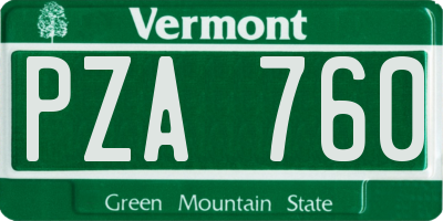 VT license plate PZA760