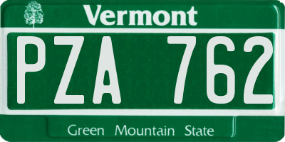 VT license plate PZA762