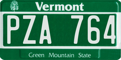 VT license plate PZA764