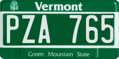 VT license plate PZA765
