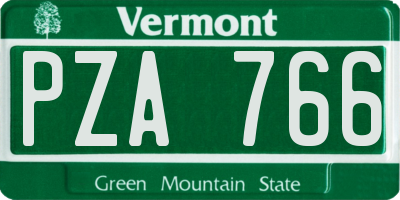 VT license plate PZA766