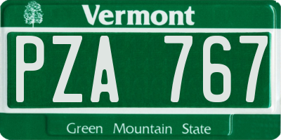 VT license plate PZA767