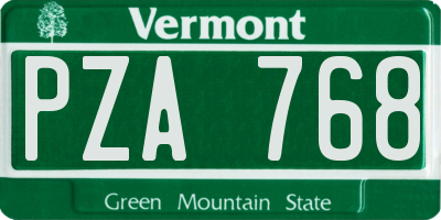 VT license plate PZA768
