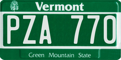 VT license plate PZA770