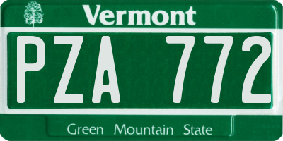 VT license plate PZA772