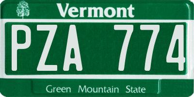 VT license plate PZA774