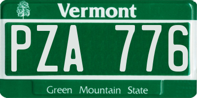 VT license plate PZA776