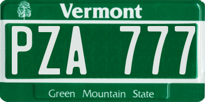 VT license plate PZA777