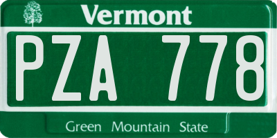 VT license plate PZA778