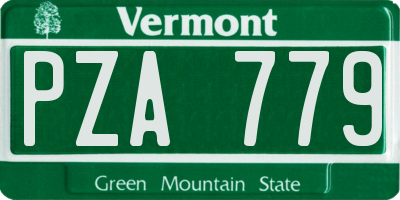 VT license plate PZA779