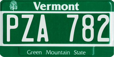 VT license plate PZA782