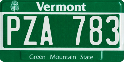VT license plate PZA783