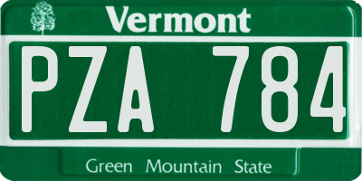 VT license plate PZA784