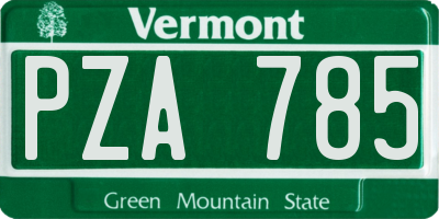 VT license plate PZA785