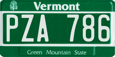 VT license plate PZA786