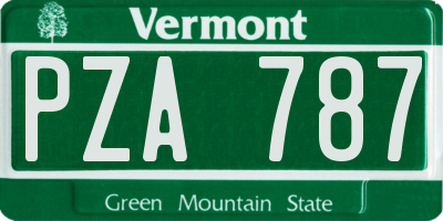 VT license plate PZA787