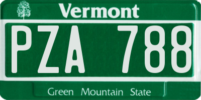 VT license plate PZA788