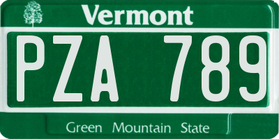 VT license plate PZA789