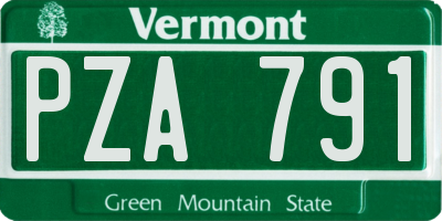 VT license plate PZA791