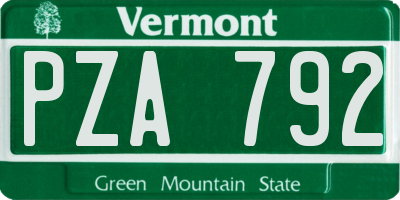 VT license plate PZA792