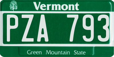 VT license plate PZA793
