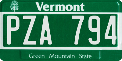 VT license plate PZA794