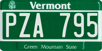 VT license plate PZA795