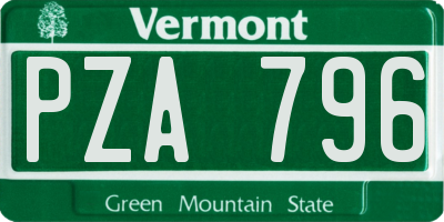 VT license plate PZA796