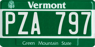 VT license plate PZA797