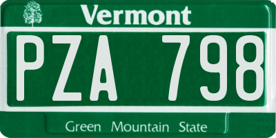 VT license plate PZA798