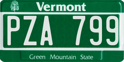VT license plate PZA799