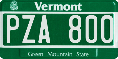 VT license plate PZA800