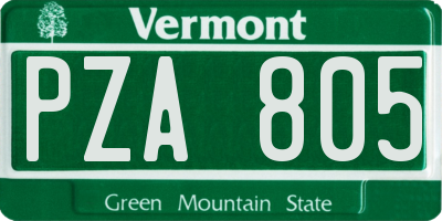 VT license plate PZA805