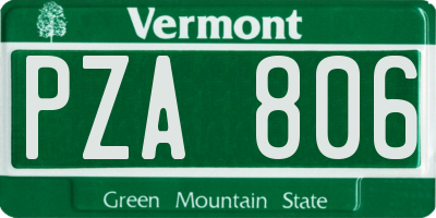 VT license plate PZA806