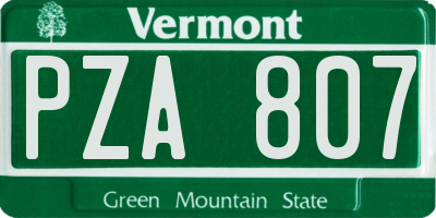 VT license plate PZA807
