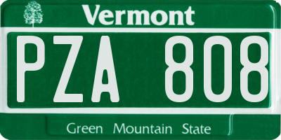 VT license plate PZA808