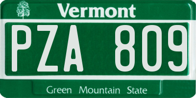 VT license plate PZA809