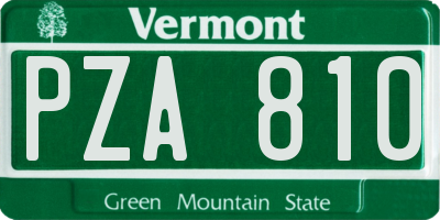 VT license plate PZA810