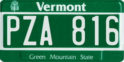 VT license plate PZA816