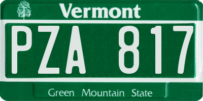 VT license plate PZA817