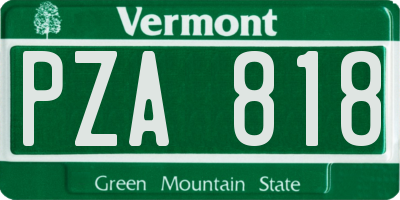 VT license plate PZA818
