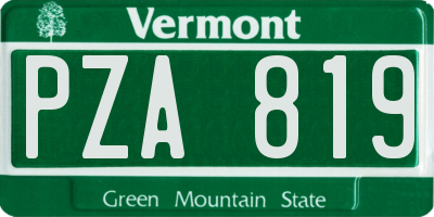 VT license plate PZA819